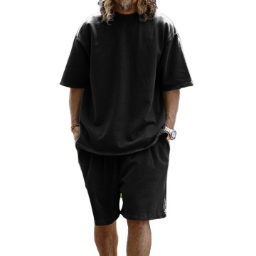 2024 Summer Solid Color Casual Shorts and T-Shirt Set for Men