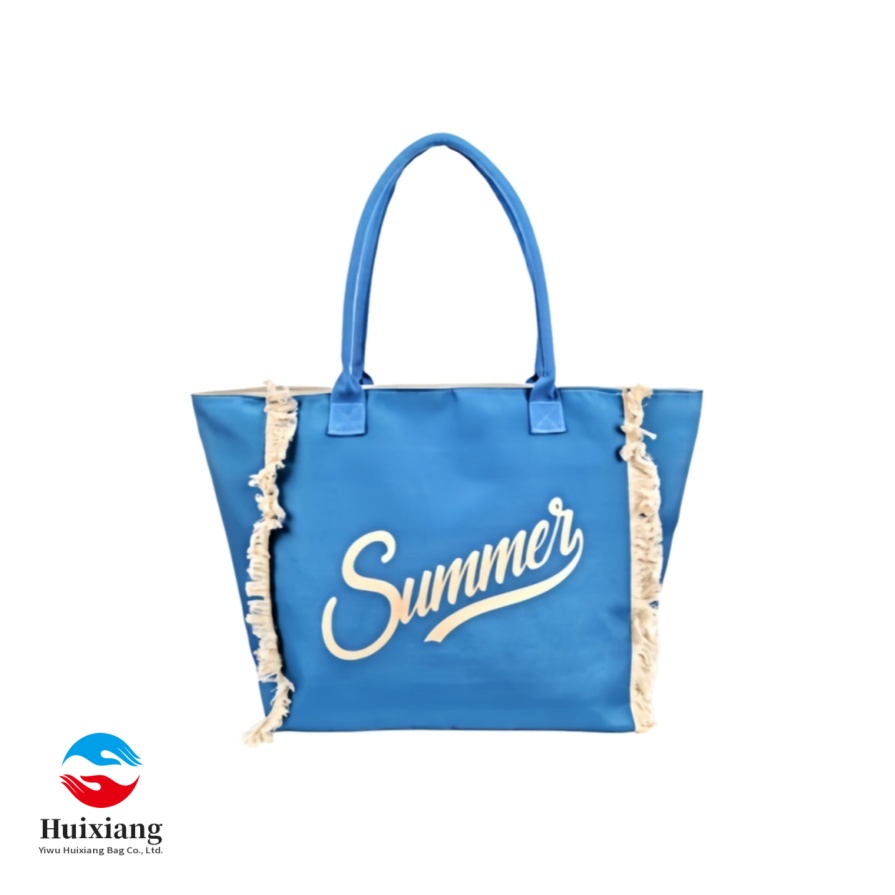 Nuevo bolso tote de lona con borlas y color degradado