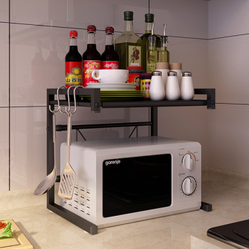 Pianto di forno a microonde regolabile - rack di archiviazione a 2 livelli e supporto retrattile
