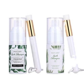 Soothing Unscented Eyelash Cleanser Mousse 40ml with Aloe and Gold Cleaning Brush