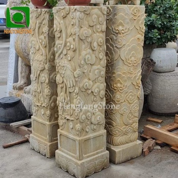 Chinese Ancient Style Marble Column Sculpture