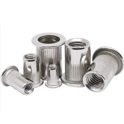 Stainless Steel Rivnut SS304 SS316: Flat Head, Knurled Body, Threaded Flange, Removable Rivet Nuts - Blind & Through Bolts