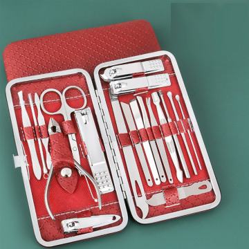 19pcs Kit de cuidados com as unhas de aço inoxidável: conjunto abrangente de higiene, incluindo cortadores de unhas, tesoura e removedor de pele morta