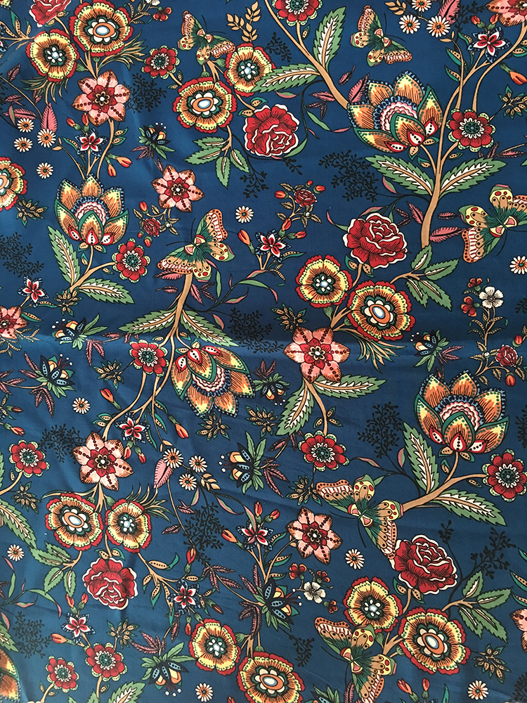 Ethnic Flower Rayon Poplin 45S Light Printing Fabric