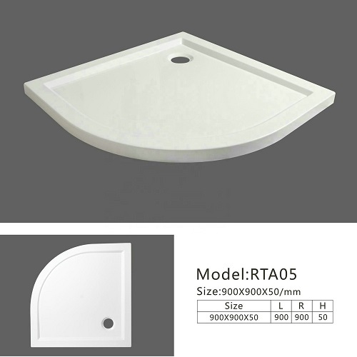 90x90x5cm 코너 드레인 쿼드런트 샤워베이스 InWhite