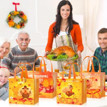Thanksgiving Turkey Gift Bags - 12 Pcs Reusable Treat Bags for Party Favors