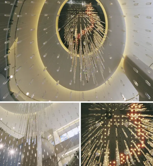 Large glass chandelier for hotel