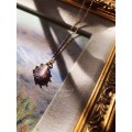 Blue purple inlaid gold-plated necklace