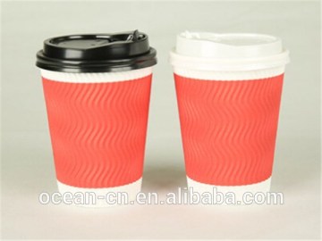 Red ripple wall disposable paper cup