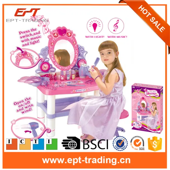 Hot selling girls fashion beauty dresser set toy makeup table toy