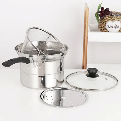 Stainless Steel Ramen Noodle Cooker Pot - Hot Sale Multifunction Soup Cooking Pot with Strainer