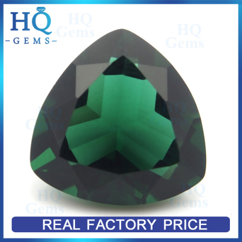 Factory custom large size green glass trillion gems