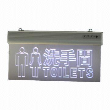 Rechargeable LED Emergency Exit Sign Light, Toilet Sign