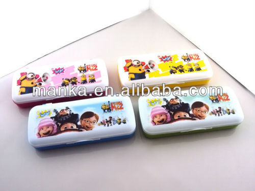 2016 kids plastic cheap pencil box/purple pencil box /cute pencil box