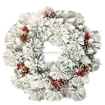 Snow Christmas Garland with Red Pine Cone