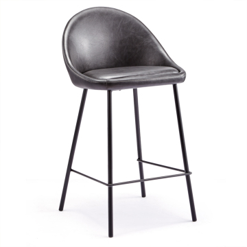 Modern Pu Leather High Bar Chair with Metal Legs for Kitchen and Cafe