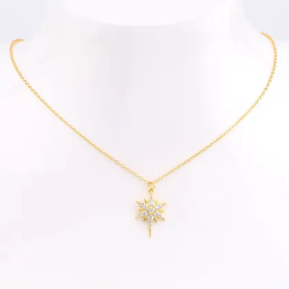 S925 Sterling Silver Inlaid Stones Star Pendant Fashionable