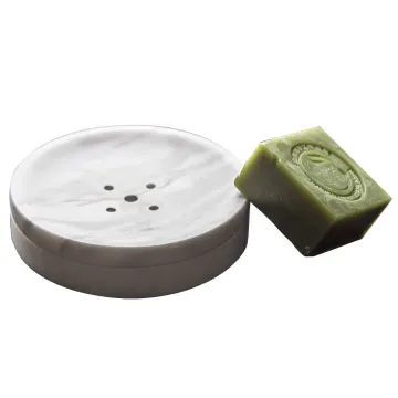 Handcrafted Modern White Natural Marble Soap Dish with Drainage for Hotel and Bathroom Use