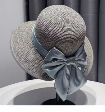2024 Spring Summer Korean Style Bow Sunshade Hat Women's Beach Straw Sun Hat