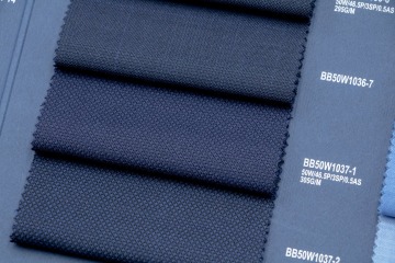 Blue Basketweave 50% Wool Fabric