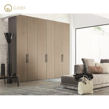 GODI Modern Wall Walk-in Closet Furniture Set: Custom Made Wooden Bedroom Wardrobe with Island