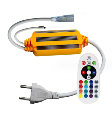Aluminum Shell RGB High Voltage Power Supply with IP65 Waterproof and 24-Key Remote Control LED Strip Light for AC110V/220V, Including LED RGB Controller