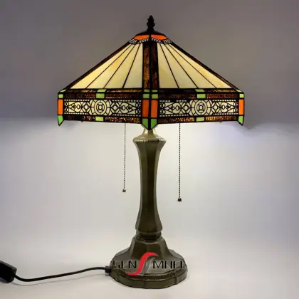 Antique Tiffany Style Desk Lamp with Floral Design