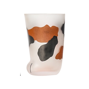 Cute Cat and Dog Footprint Drinkware: Creative Frosted Glass Cups for Breakfast Milk and Drinks