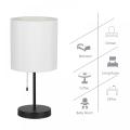 Black Bedside Table Lamps with White Fabric Lampshade