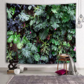 Grün lässt Wandteppich-tropische Pflanzen mit Blumen-Natur-Tapisserie-Wandbehang für Wohnzimmer-Schlafzimmer-Schlafsaal-Inneneinrichtungen
