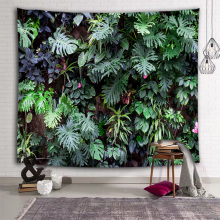 Folhas verdes Tapeçaria de Parede Plantas Tropicais com Flor Natureza Tapeçaria Tapeçaria para Sala de estar Quarto Dormitório Decoração da sua casa