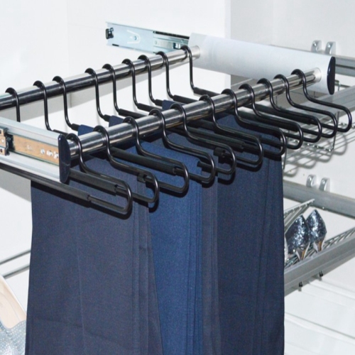 Wardrobe Adjustable Pull out Steel Trousers Hangers Rack (117790600)