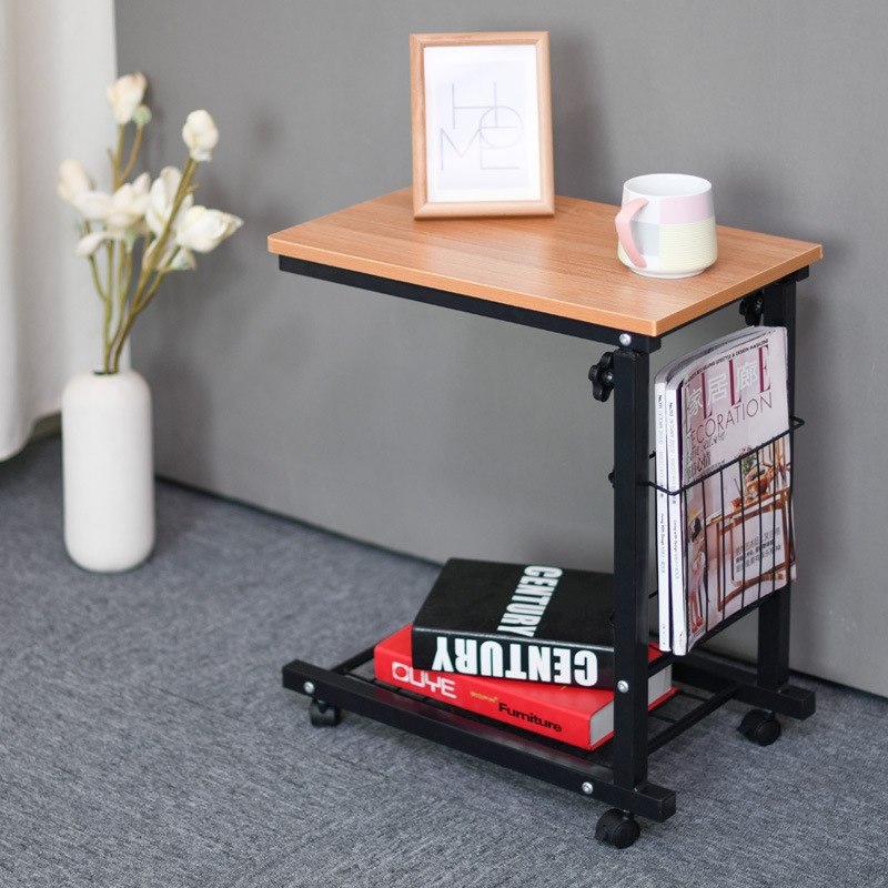 Removable Wooden Side Table with Basket