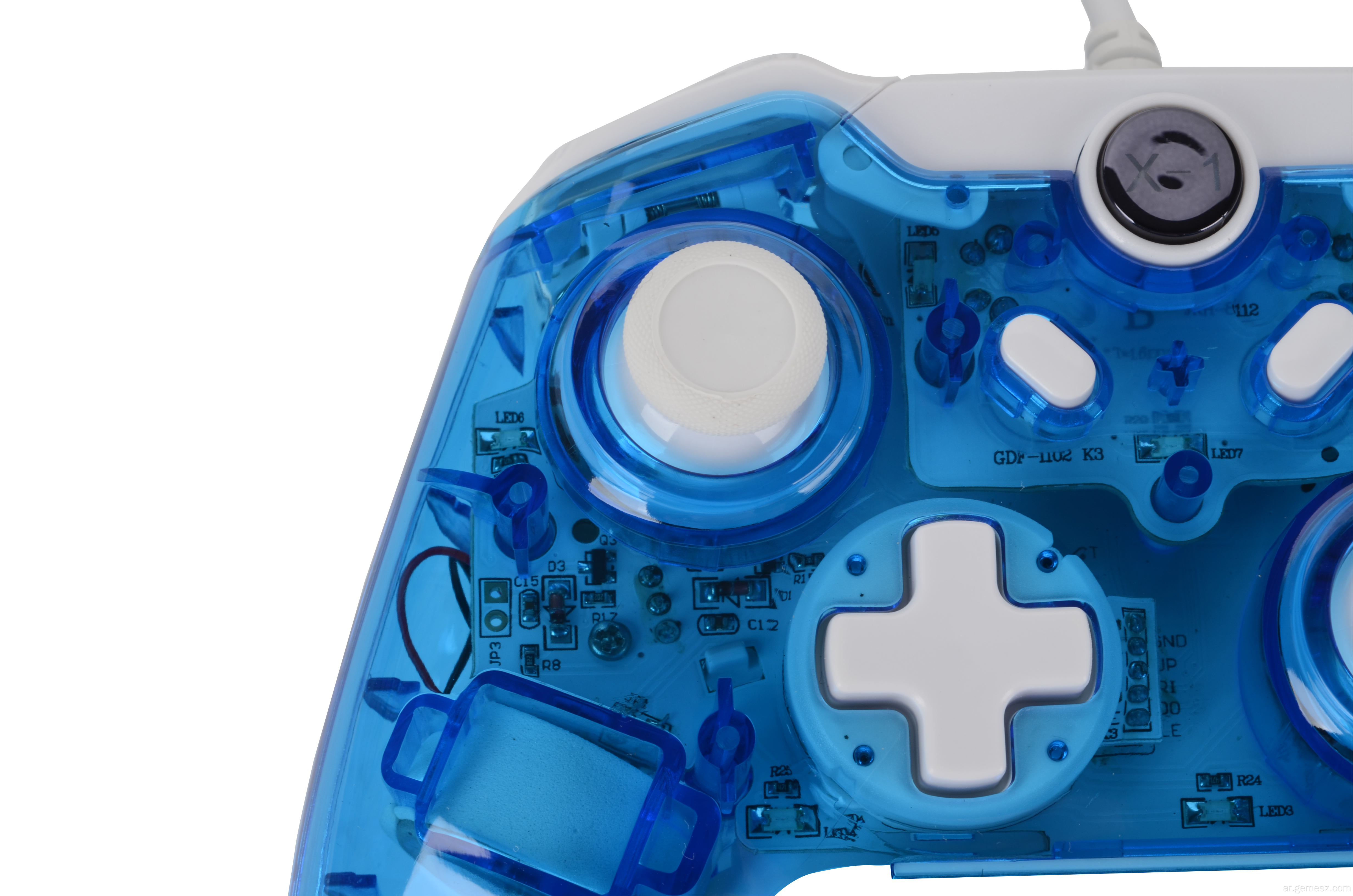 Transparent Blue Controller Wired Joystick for Xbox One