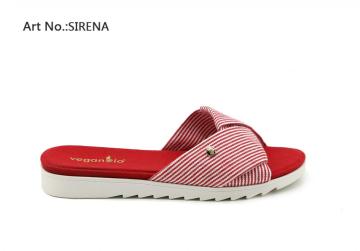 Women's Striped Canvas Slip-on Flat Slide Sandals