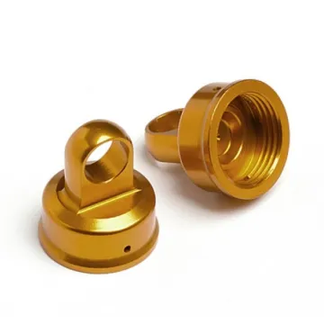 Customized cnc machining parts,cnc machined aluminum parts,Yellow-Anodized Auto Shock Caps
