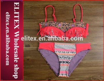 Wholesale Bohemia Red With Tassels Sexy Fashion Ladies Bikini 2017