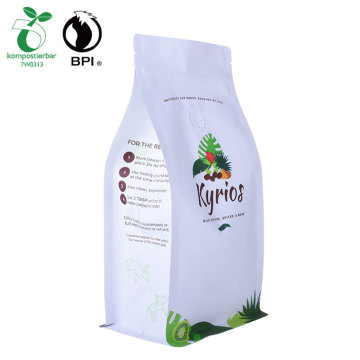 Sac de café d&#39;emballage alimentaire kraft blanc biodégradable d&#39;amidon de maïs