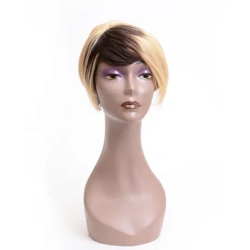 whholesale heat resistant synthetic hair wigs  brown gold to mix lubricious chemical fiber synthetic hair wigs for women