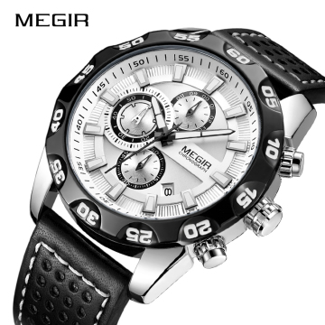 MEGIR 2096 Luxury Men's Quartz Watch - Leather, Waterproof, Sport