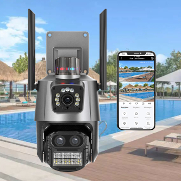 Caméra WiFi à l'extérieur imperméable 5k 9MP avec vision nocturne à double objectif PTZ 8X