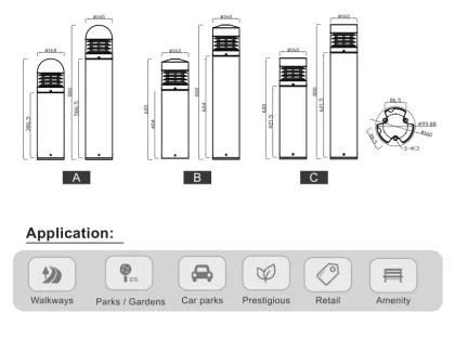 Lawn Lighting: LED Bollard Lights Dia120xH600 800mm