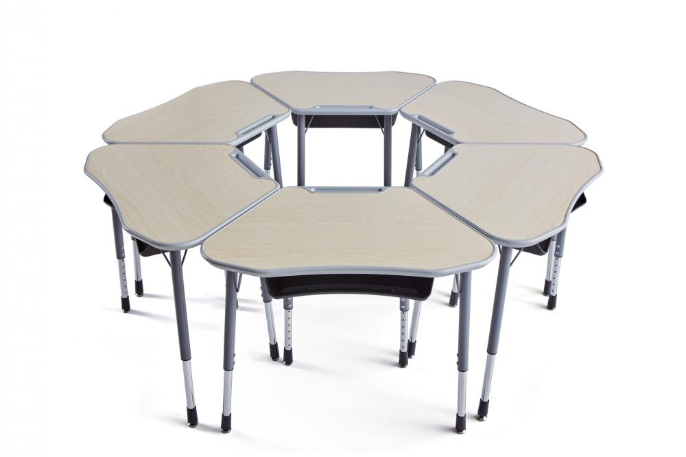 Adjustable irregular school students study desks and chairs