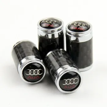 Custom Black and White Aluminum Stainless Steel Carbon Fiber Tire Valve with Lock Car Logo