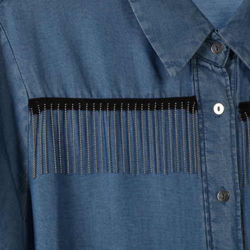 Tencel Demin Long Shirts with Tape