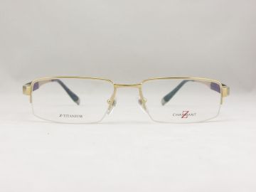 Semi- Rimless Shiny Gold + Black Charmant Optical Frames For Men Zt11765