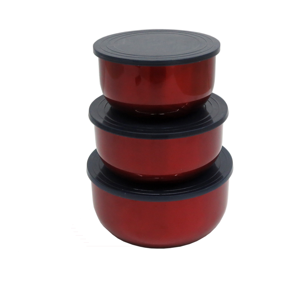 red powder coating mixing bowl set