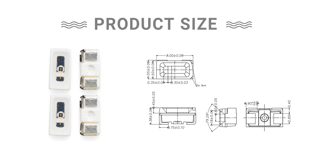 Size of ir led 900 nm 3015FIRC-90L14I100 900nm IR LED 3014 Side View LED