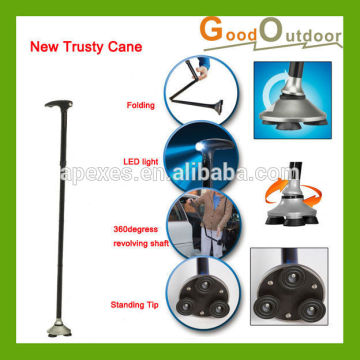 W01-12 2014 New Trusty Cane Aluminium Alloy Standing Folding cane with LED light