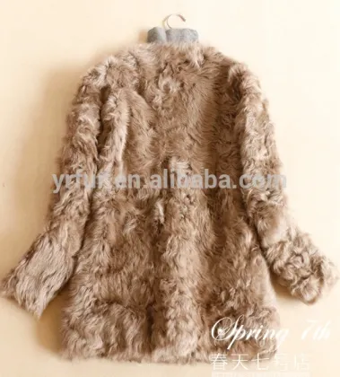 YR650 Classic Curly Lamb Fur Coat Real Baby Lamb Kalgan Lamb Skin Fur Coat